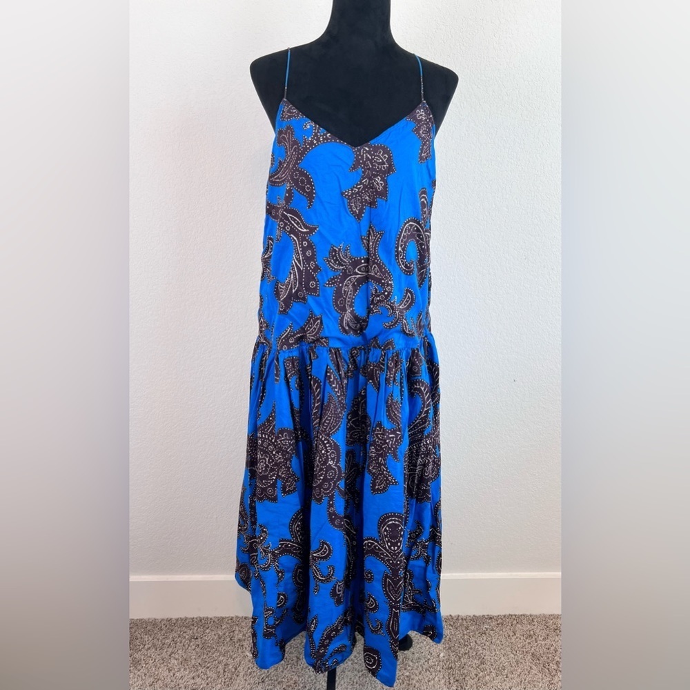 Anthropologie Atsu Flounced Paisley Midi Dress Size Medium - Picture 2 of 12